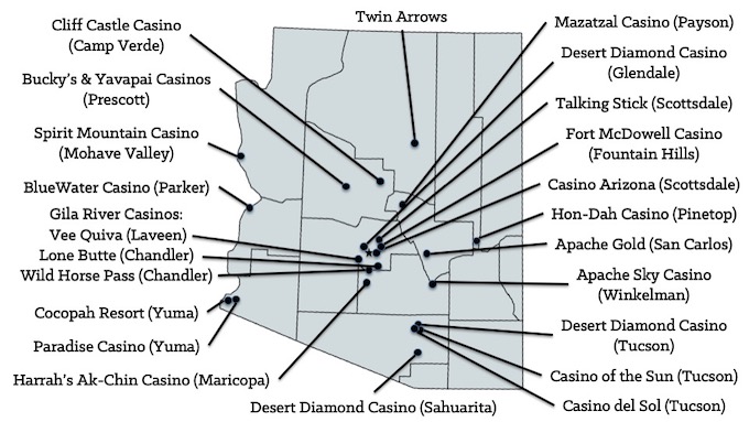 arizona casinos map