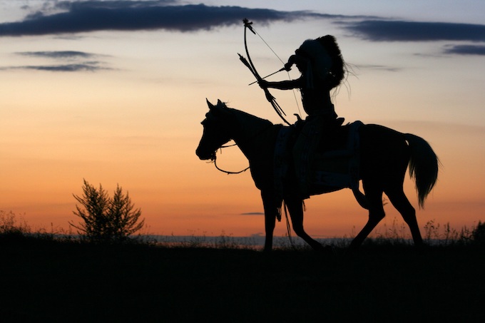 Apache Chief with Bow on Horse [American Indian Tribal Casinos]