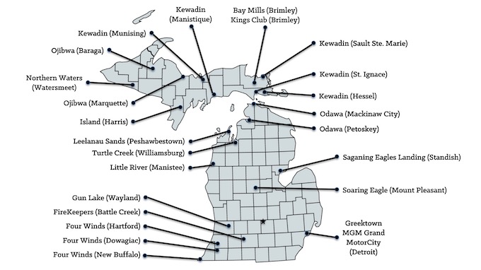 Michigan Casinos Map [Michigan Slot Machine Casino Gambling]