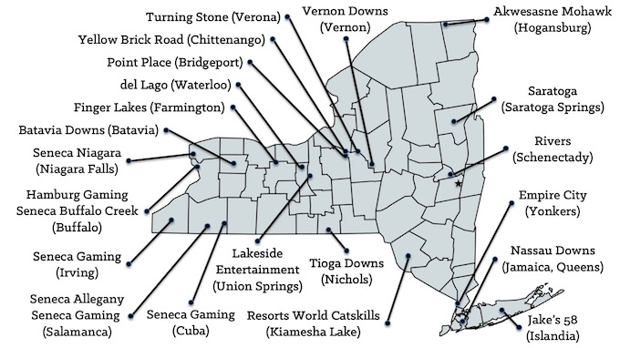New York Casinos Map [New York Slot Machine Casino Gambling]