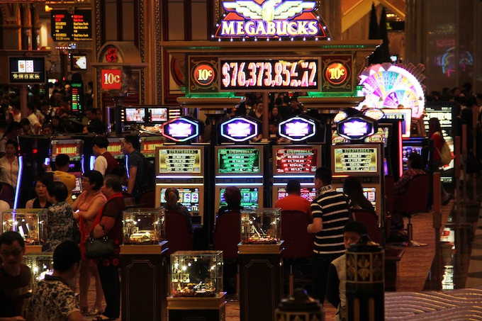 Inside a casino in Las Vegas, Nevada [Slot Machines Invented]