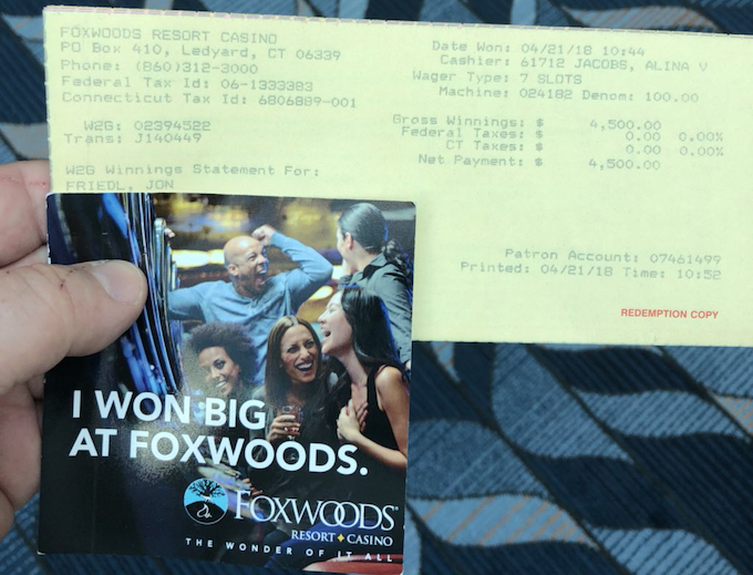 My $4,500 high-limit slots pull hand pay from a $100 Slot Machine [Foxwoods]