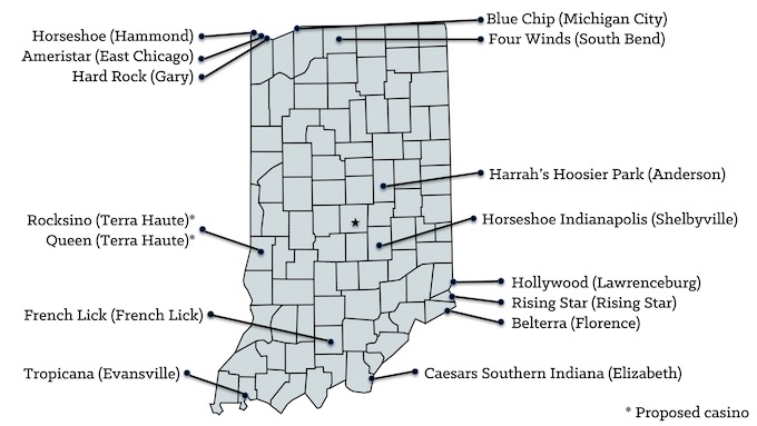 Indiana Casinos Map [Indiana Slot Machine Casino Gambling]